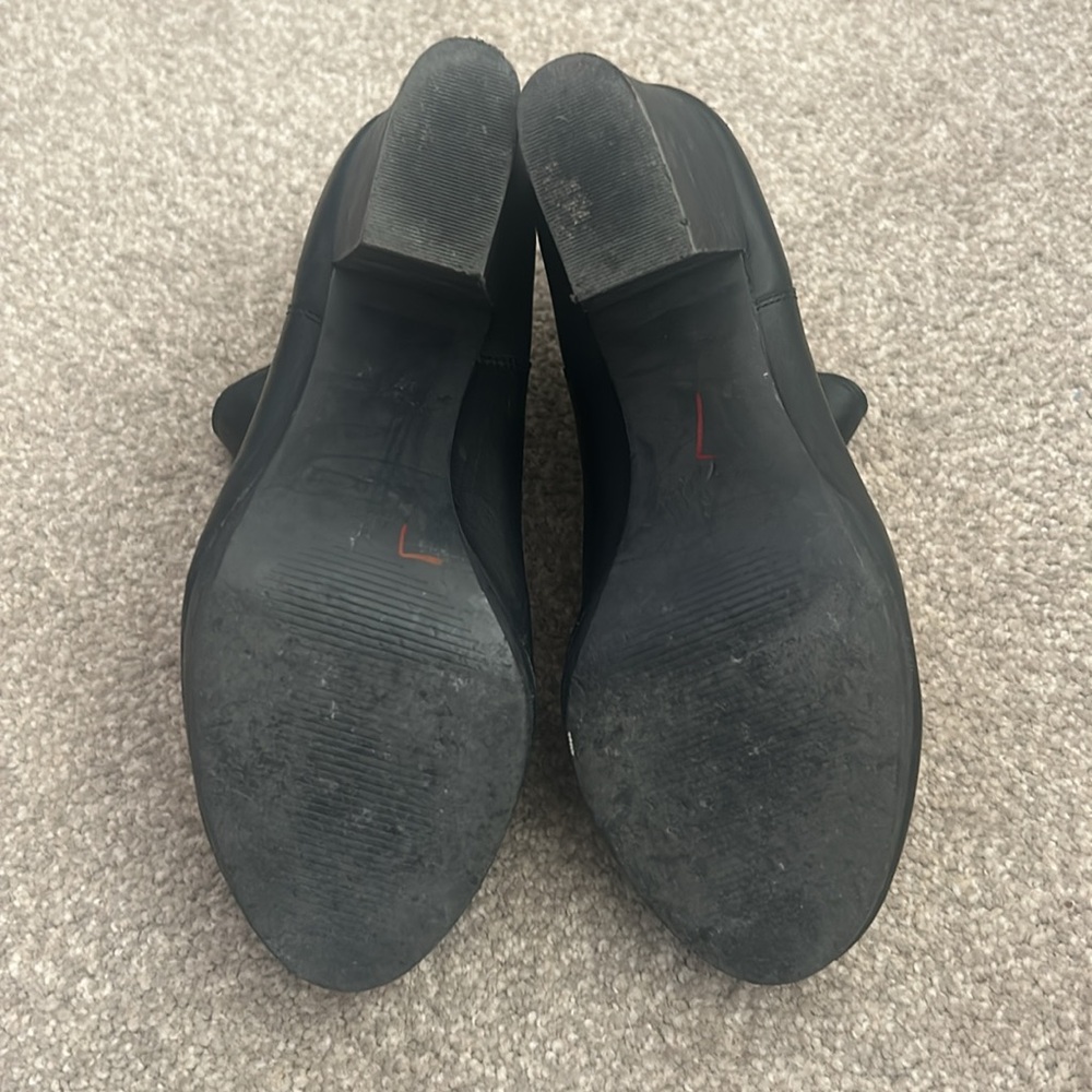 Madewell Black Leather Stacked Heel Bootie Sz 7 - Picture 6 of 10